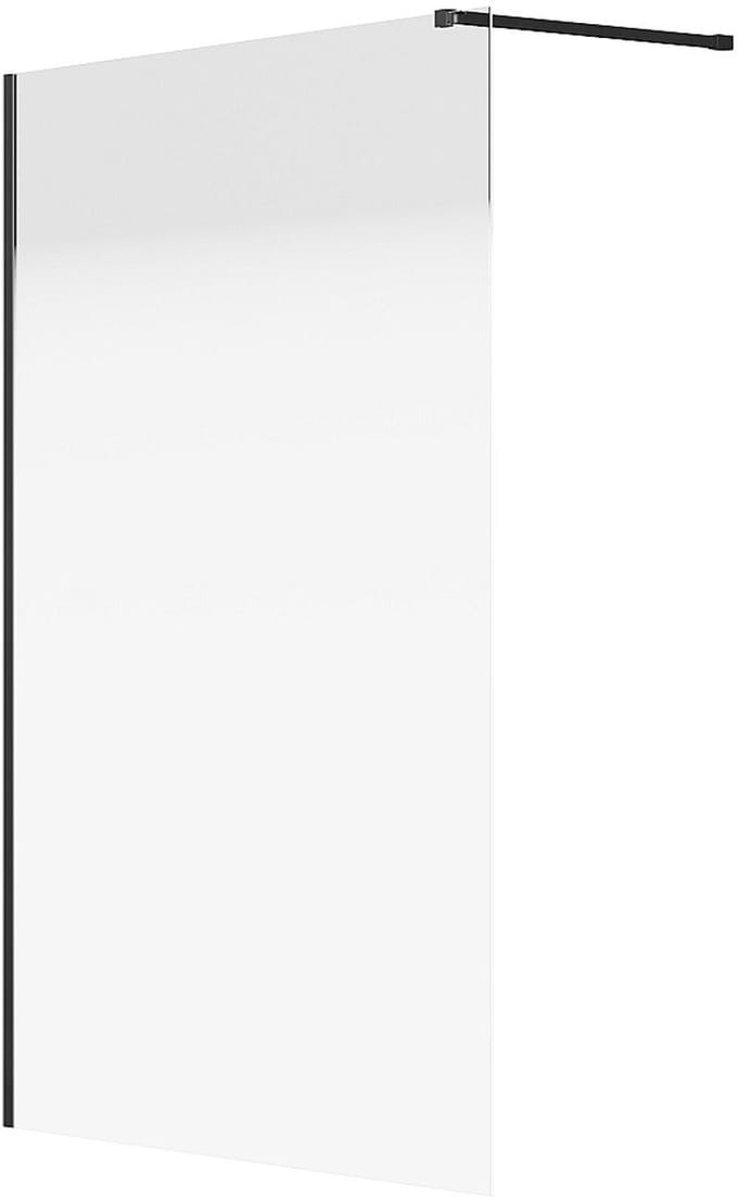 Vente-unique Gebogen Italiaanse douchewand mist - 140 x 200 cm - Mat zwart - POMARO