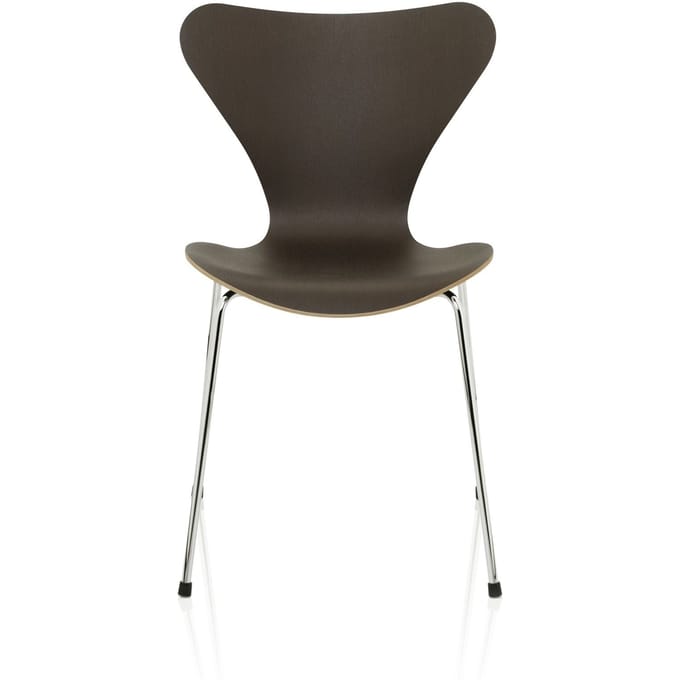 Fritz Hansen - Serie 7 3107 stoel - natuurlijk fineer - Eiken donker gebeitst - verchroomd - bruin