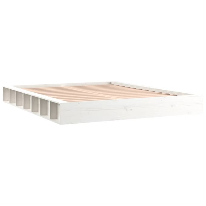 vidaXL - Bedframe - massief - hout - wit - 140x200 - cm