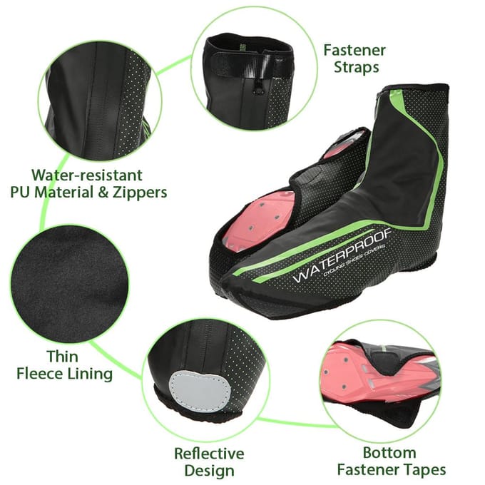 Fiets Fietsschoenovertrekken Waterdicht Thermisch MTB Mountainbike Overschoenen Beschermer met Fleece L groen
