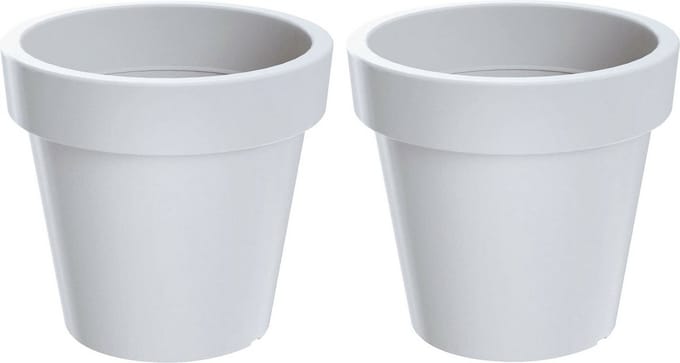 Prosperplast Bloempot/plantenpot voor binnen en buiten - Set van 2x stuks - D60 x H52 cm - wit - kunststof