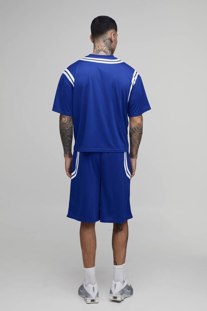 Lang Oversized Boxy Mesh Ofcl 23 Korte Broek Mesh Set | Cobalt | Size Medium