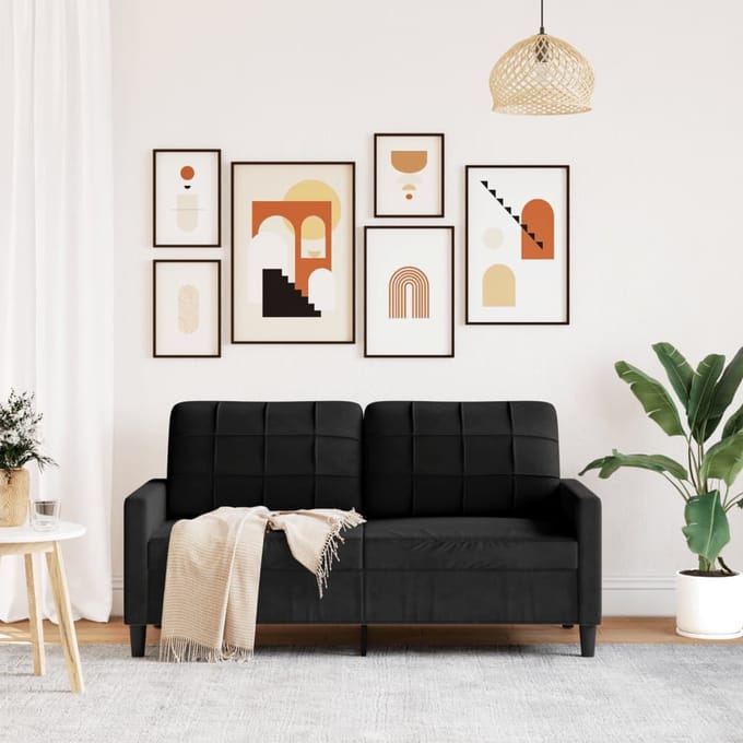 Vidaxl Bank 2-persoons, Zwart, 140 Cm, Bekleed met Fluweel