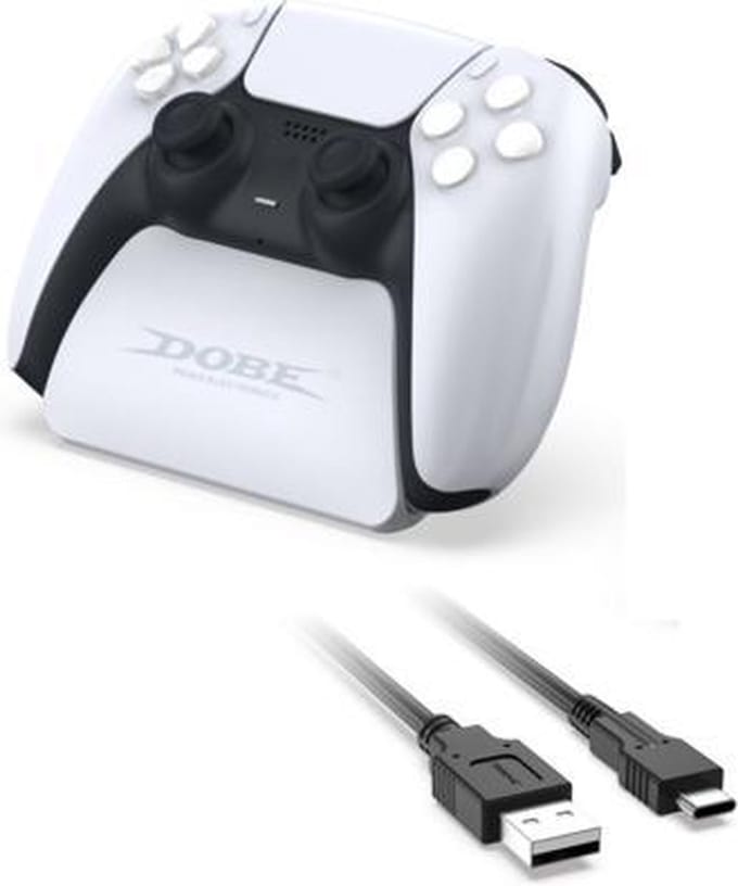 DOBE TP5-0537B Gamepad-controllerhouder met kabel Geschikt voor: Playstation 5 / PS5 (wit)