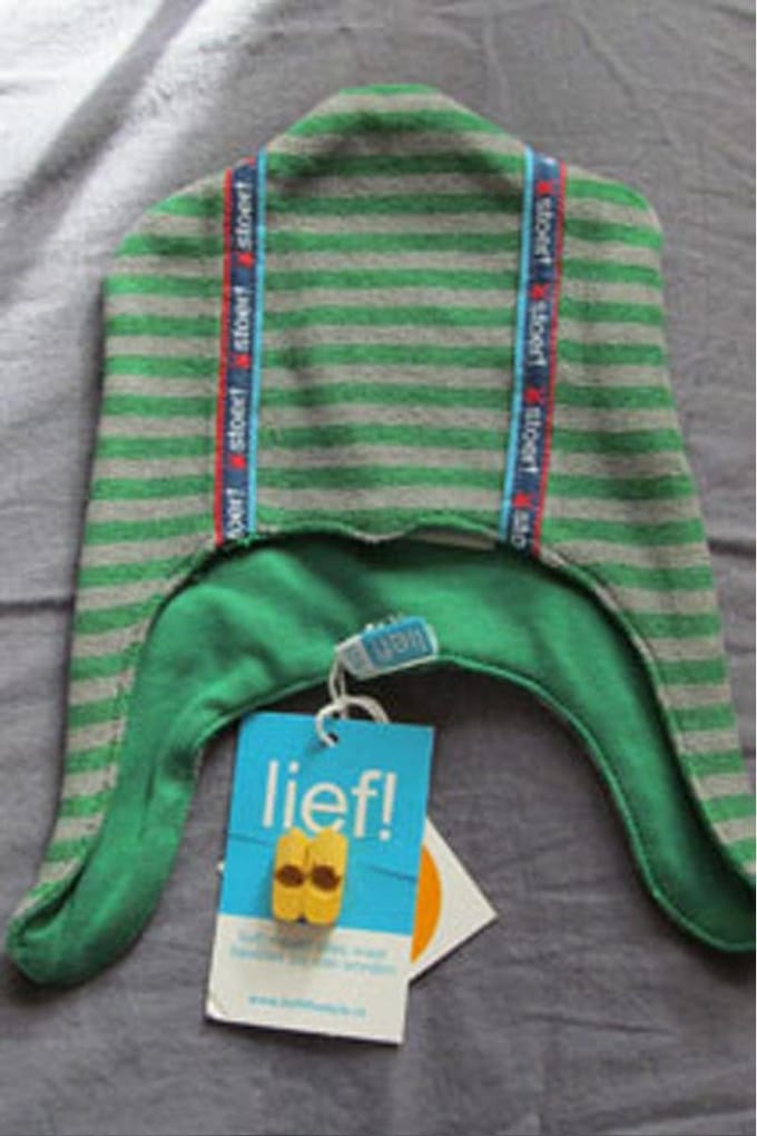 Stoer! muts streep groen met grijs size 2 (maat 62/68) van Lief!
