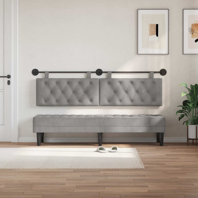 vidaXL - Hangend - hoofdbord - Lichtgrijs - Fluweel