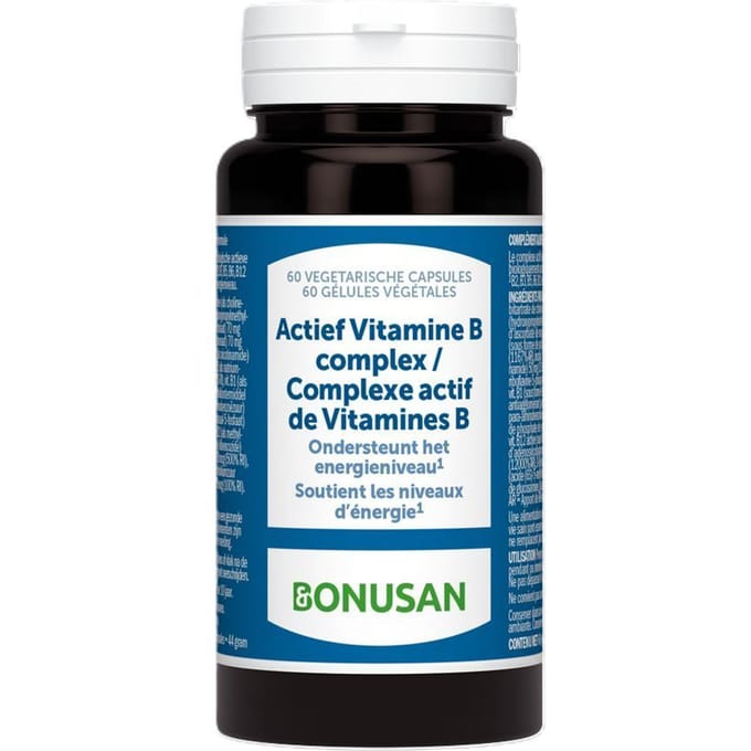 BONUSAN Actief Vitamine B-complex – 60 Capsules – B-vitaminen + Choline, Inositol en Vitamine C
