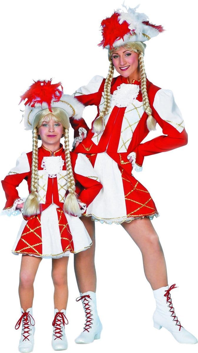 Dansmarietje kostuum kind rood/wit - Maat 128