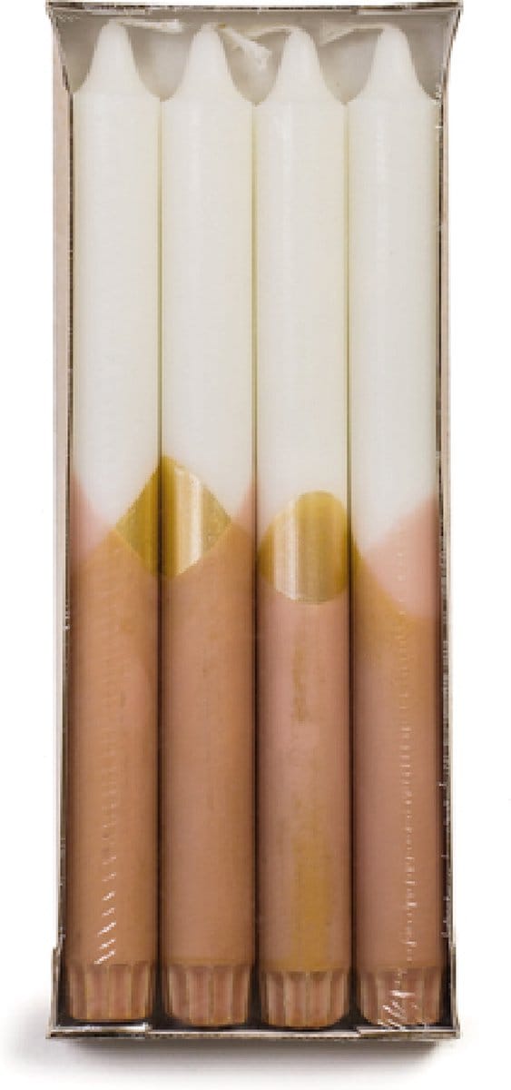 Rustik Lys - dinerkaars - stearine - Ø2,2x24 cm - cross kaars - 4 kaarsen - blossom