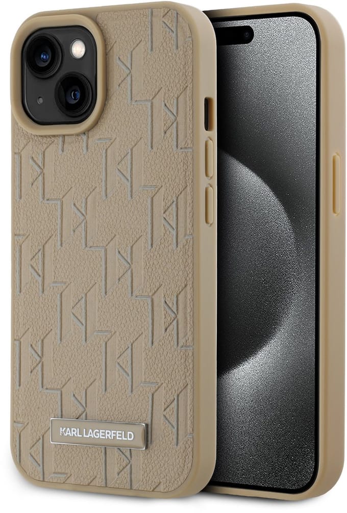 Karl Lagerfeld Backcover - iPhone 15 - Beige - Luxe PU Met Hot Stamp - Slanke Pasvorm