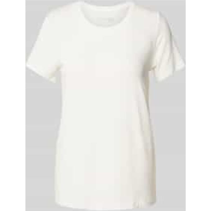 T-shirt met geribde ronde hals