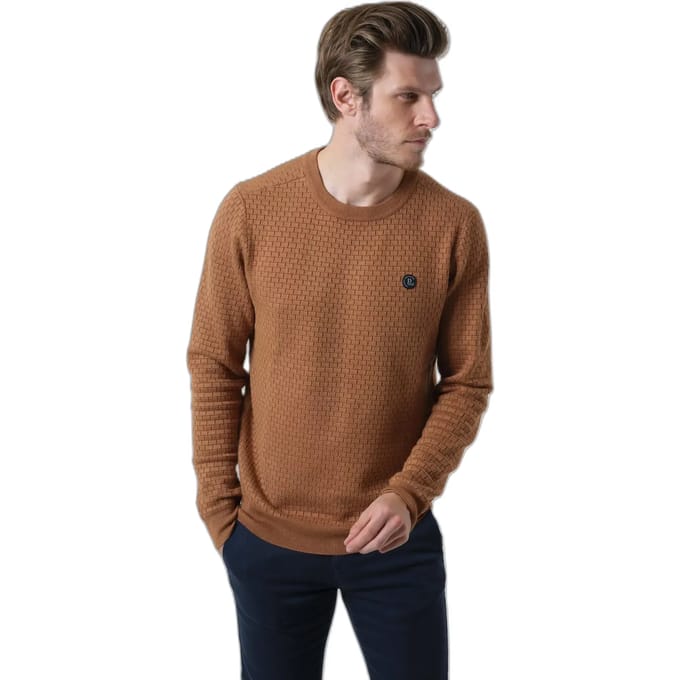 DEELUXE Long-sleeve sweater with textured pattern Tobacco