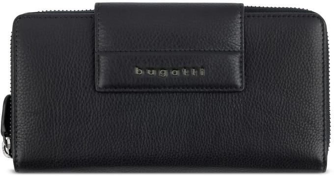 Bugatti Nome Portemonnee RFID-bescherming Leer 19 cm - Dames - Horizontaal - schwarz