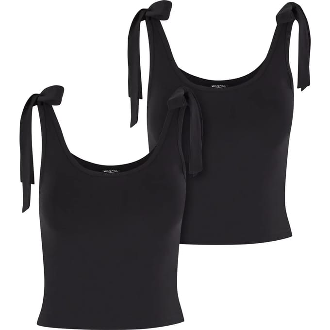 Urban Classics - Tied Basic Jersey Crop top - XXL - Zwart/Zwart