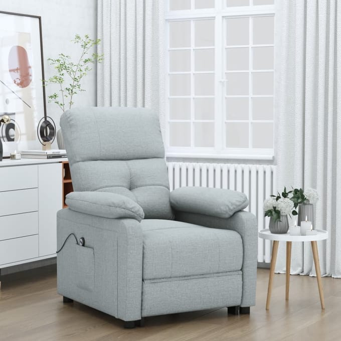 vidaXL - Fauteuil - elektrisch - verstelbaar - stof - lichtgrijs