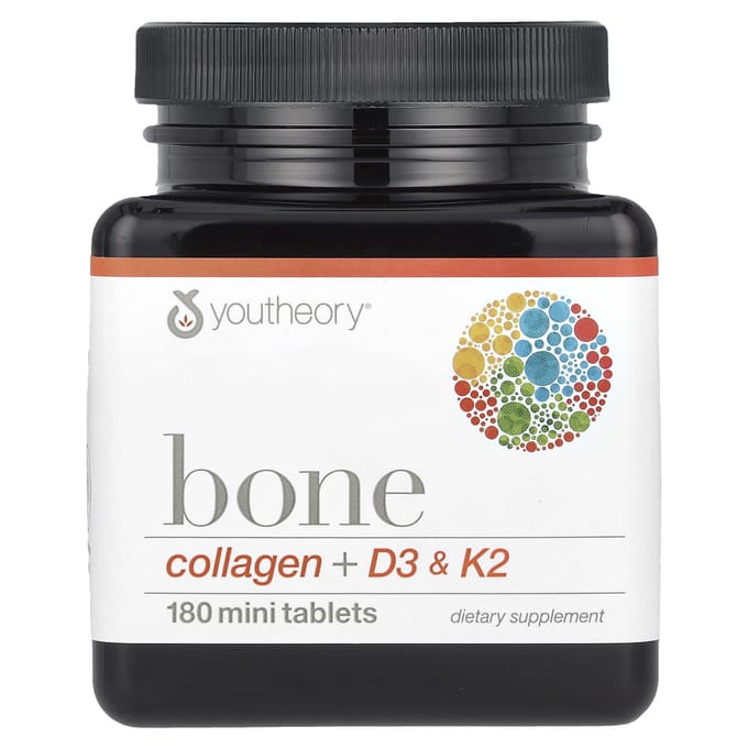 Youtheory, Os, Collagène + D3 et K2, 180 Mini Comprimés
