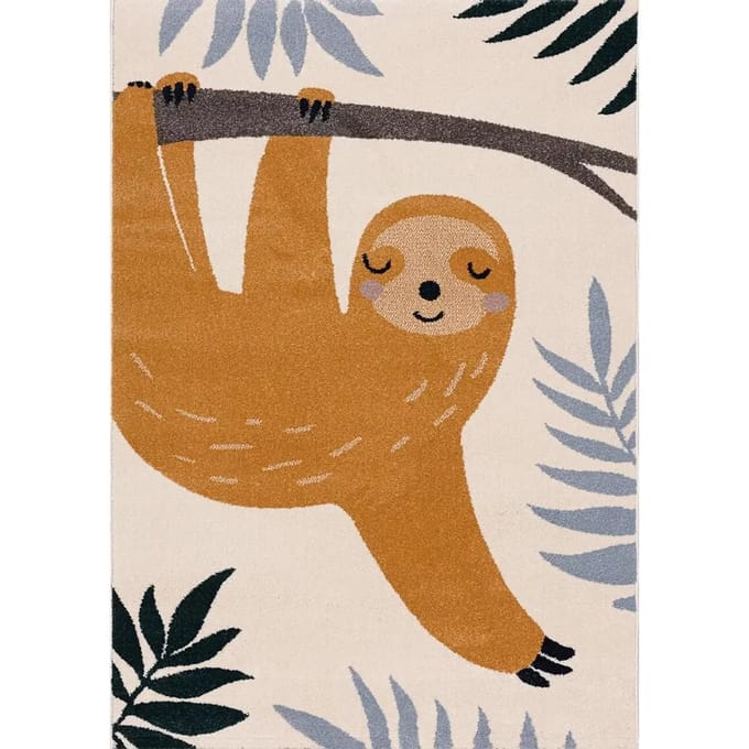 Kinderkamer tapijt Yellow Tipi Happy Sloth Rug