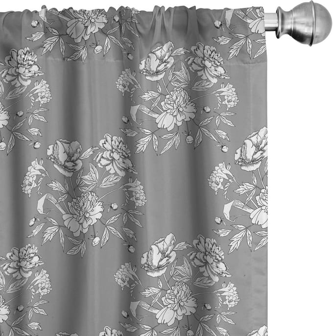 ABAKUHAUS Voorhangen – 2x75x175 cm – Microfiber – Grijs/Wit, halfdonker