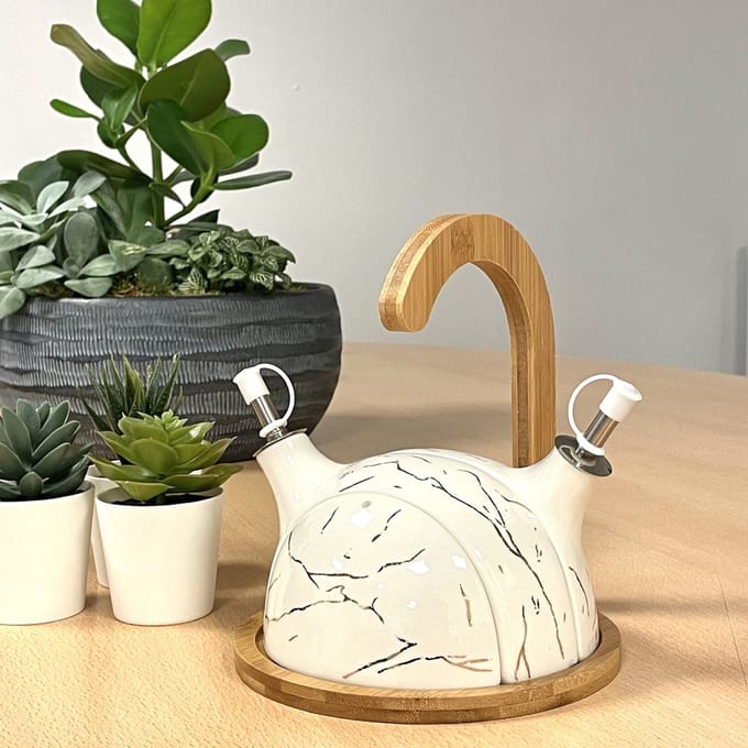 Porselein menage set wit / goud marmer design