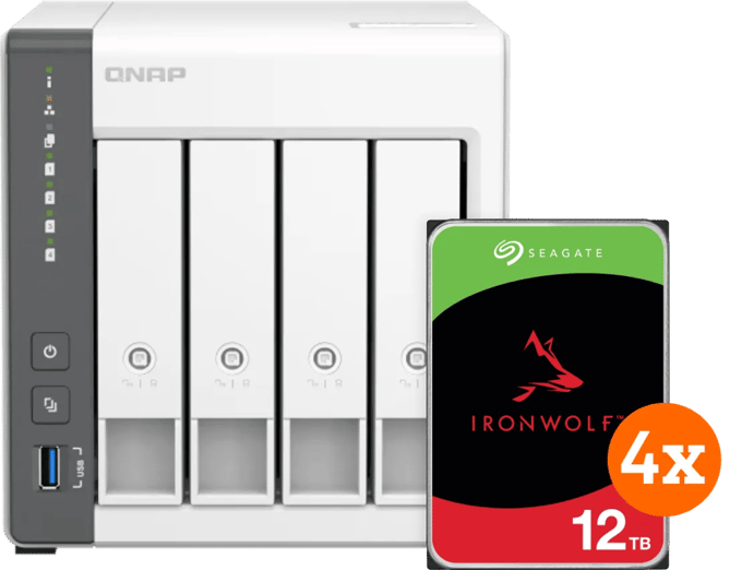 QNAP TS-433-4G + Seagate Ironwolf 12TB 4-Pack