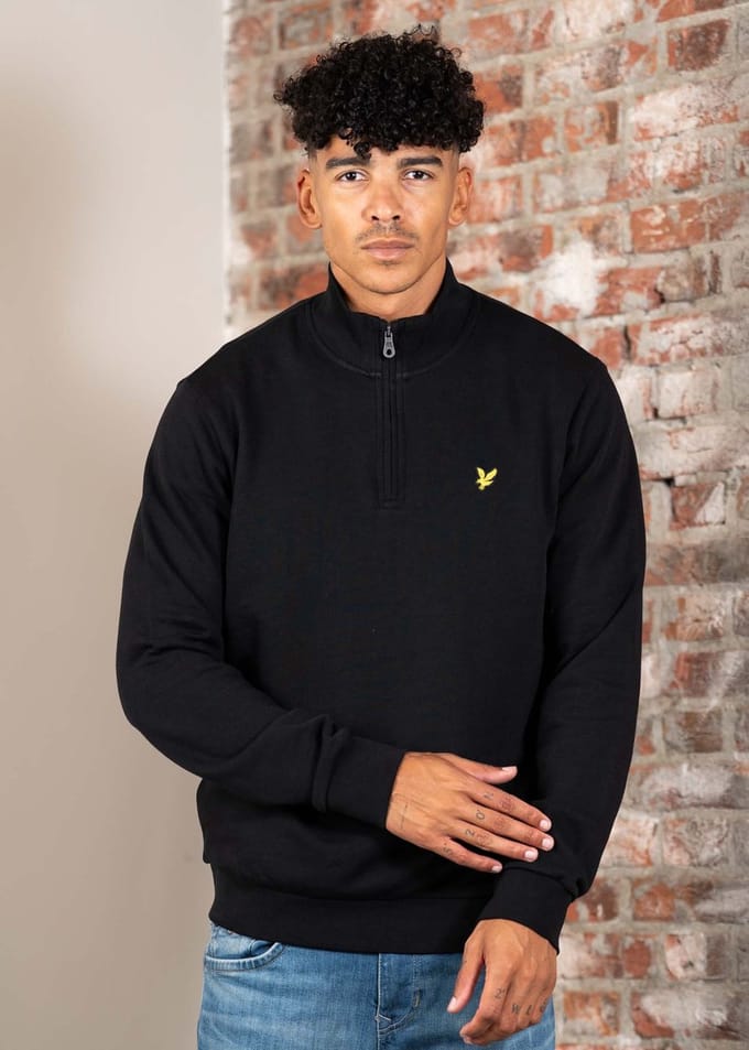 Lyle & Scott Sweat Half Zip Zwart - Maat L - Heren - Quarter zip