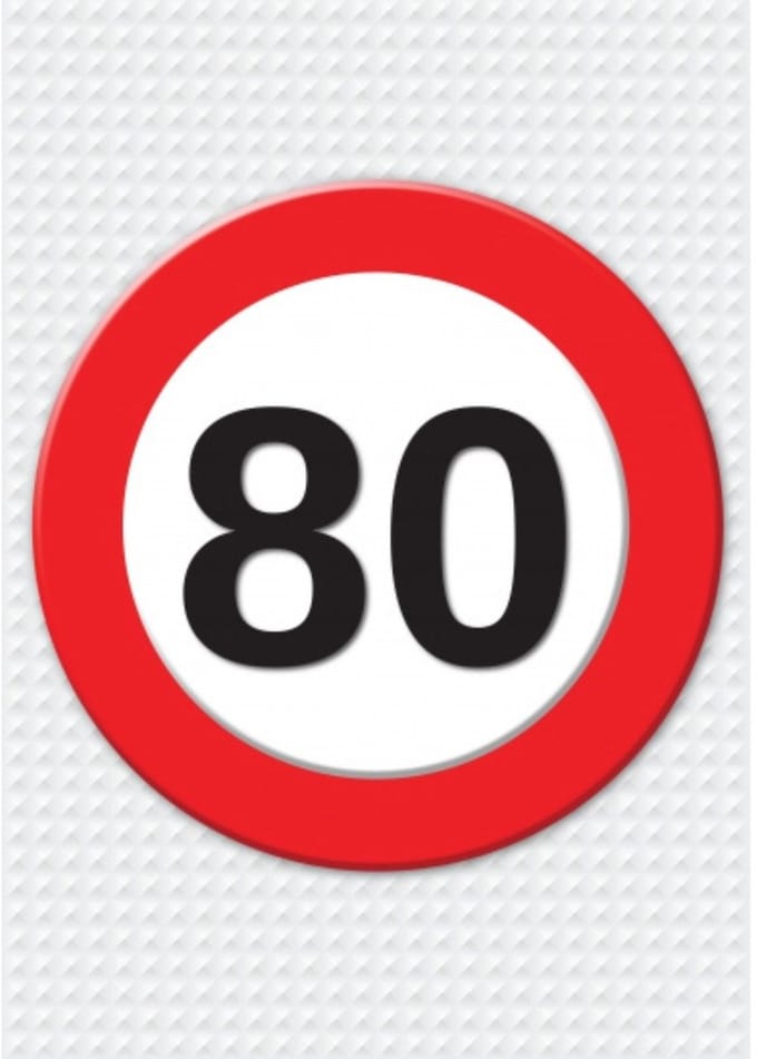 Bellatio Decorations Verjaardag deurposter - 80 jaar - stopbord - 59 x 84 cm - leeftijd feestartikelen
