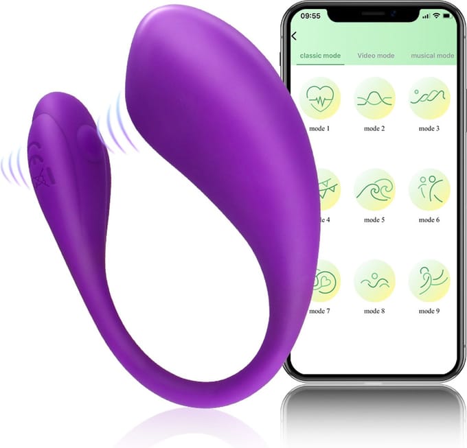 Vibrerend ei met app - 9,5cm - Paars