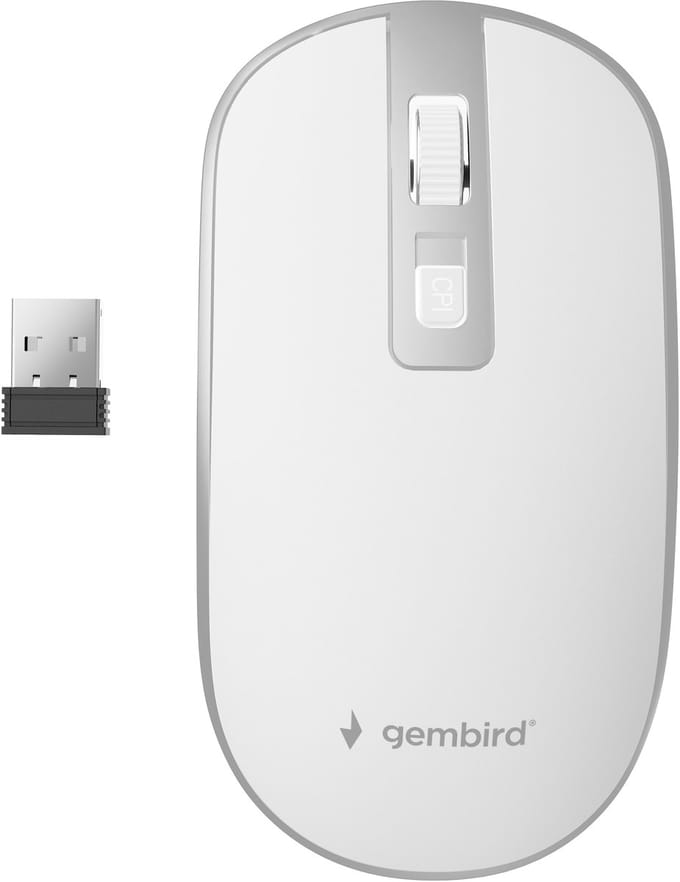 Gembird - Muis - 2.4 GHz - Wit Zilver - Muis - Optisch - 4 knoppen - Wit