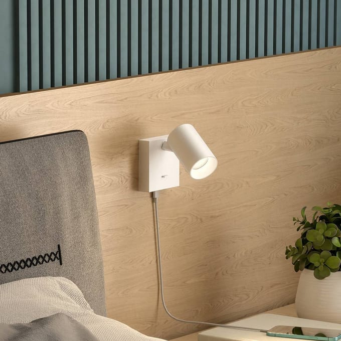 Deko-Light CAN TILT wandspot, wit, 10 x 10 cm, metaal, schakelaar, USB