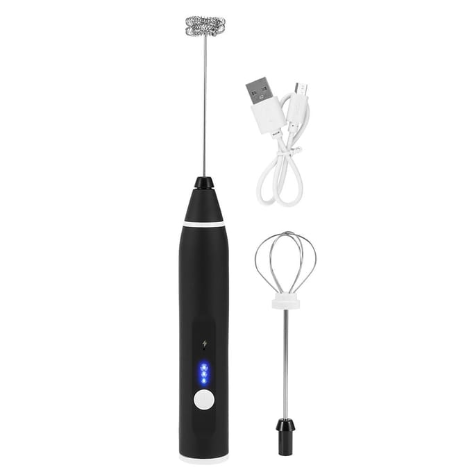 3 Snelheden USB Oplaadbare Elektrische Melkopschuimer Handheld Koffiemixer Roerder Eierklopper L white