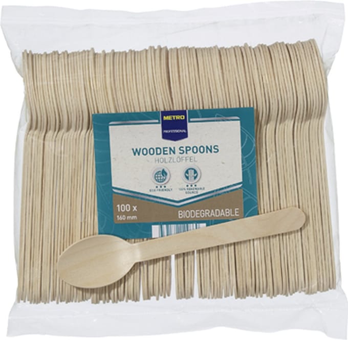 Houten lepel - 16 cm - 100 stuks