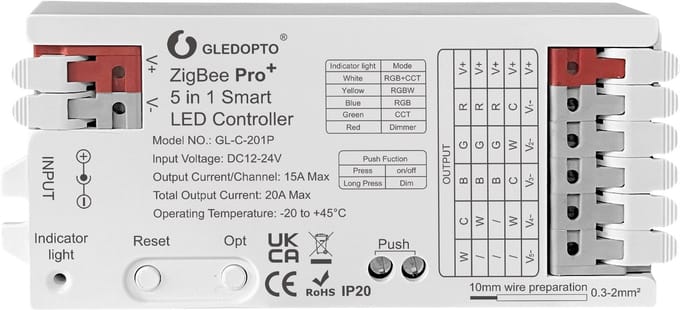 GLEDOPTO GL-C-201P ledcontroller - 5-in-1 - Zigbee 3.0 en 2,4 GHz RF