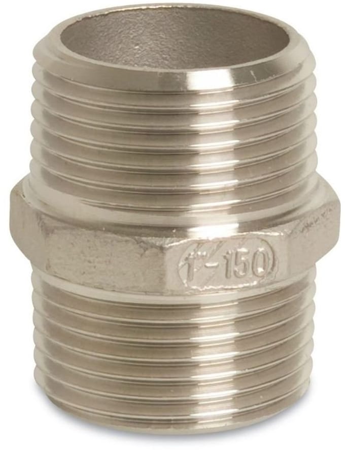 RVS Dubbelnippel 3/8", Draadfitting RVS, V4A