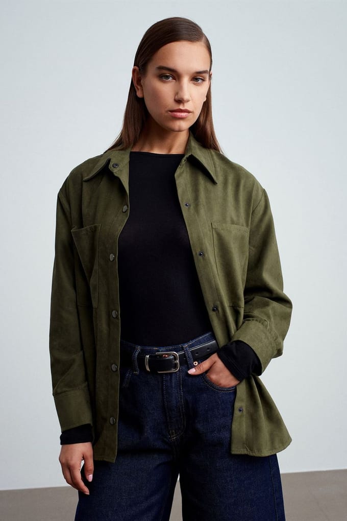 Dames Faux Suède Ontspannen Shirt