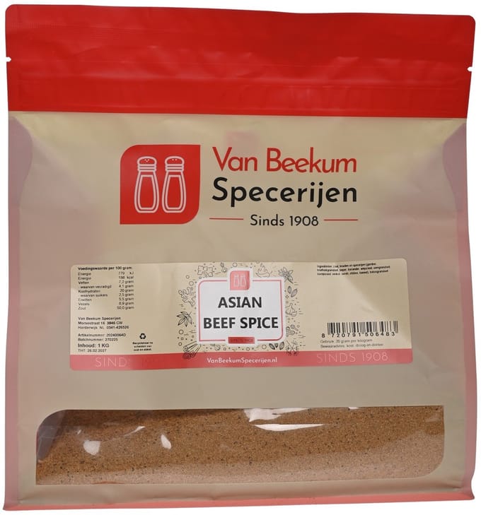 Van Beekum Specerijen - Asian Beef Spice - 1 KG (hersluitbare stazak)