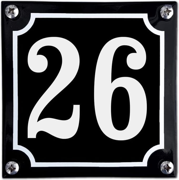 Zwart emaille huisnummer  - 26