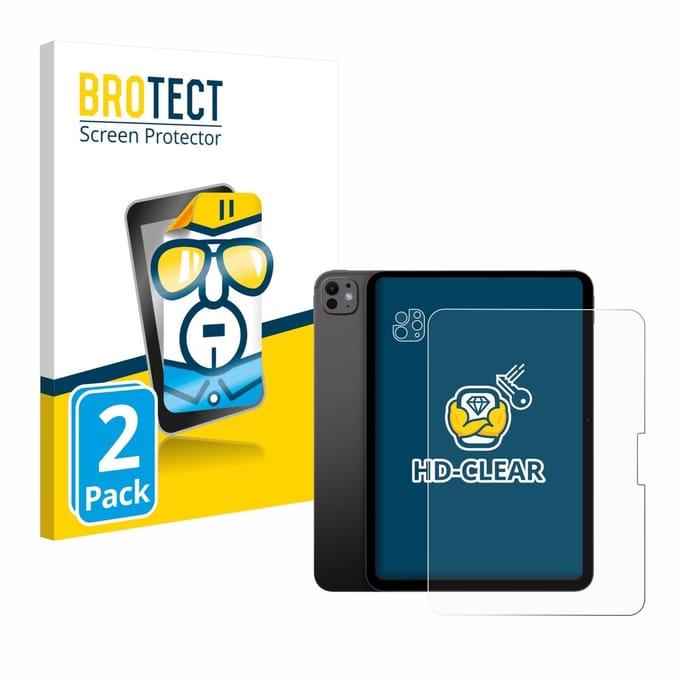 BROTECT - Screenprotector voor Apple iPad Pro 11" 2024 (Voor+Camera) - Folie Beschermfolie transparant 2 Stuks