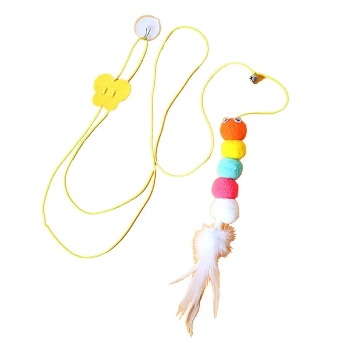 Jouet Plume pour Chat à Suspendre à la Porte Jeu Autonome Rétractable Suspendu Interactif Jouet Plume pour Chat Chat Teasing yellow