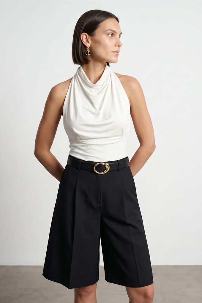 Getailleerde Mouwloze Blouse met Ceintuurlijn