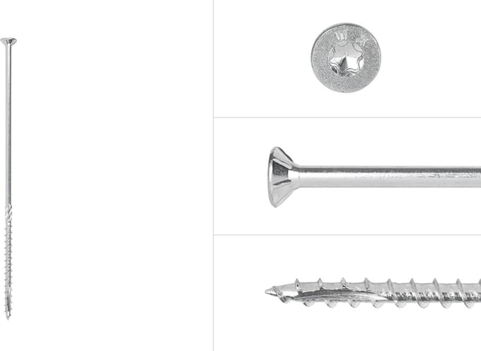 Wovar Spaanplaatschroeven Verzinkt 6 x 200 mm Torx 30 Deeldraad | Doos 100 Stuks