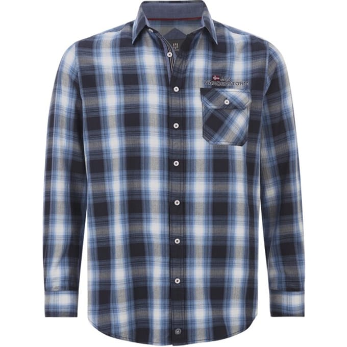Jan Vanderstorm herren Overhemd - 47/48 - blauw - Plus Size