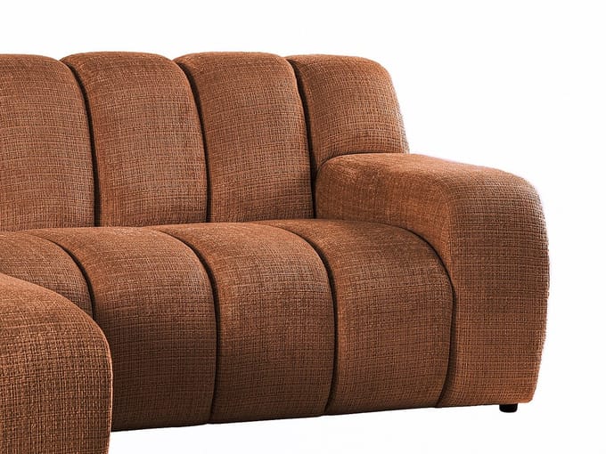 Vente-unique Hoekbank Rechts in terracotta chenillestof BELADON