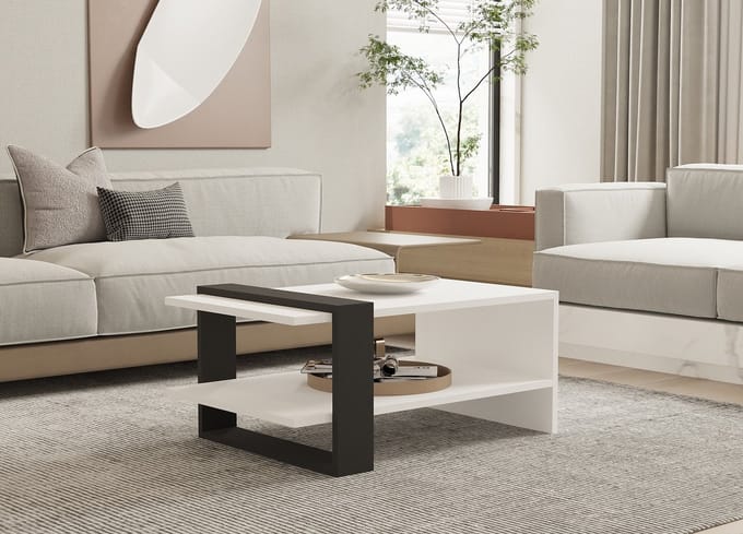 Asir - Salontafel - Antraciet, wit - 100% met melamine gecoat spaanplaat - 80 x 55 x 35 cm