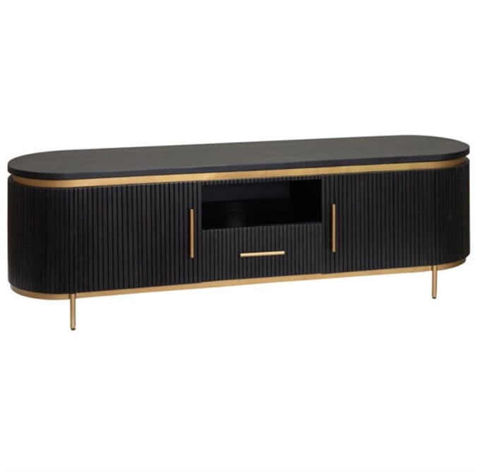 Tower Living Tv meubel Rivello 180 cm – Zwart & Brass