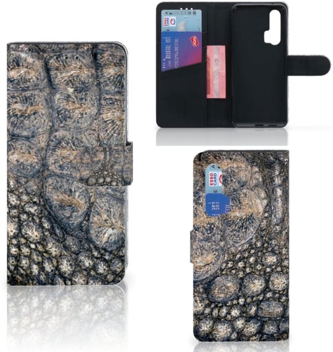 Honor 20 Pro Telefoonhoesje met Pasjes Krokodillenprint