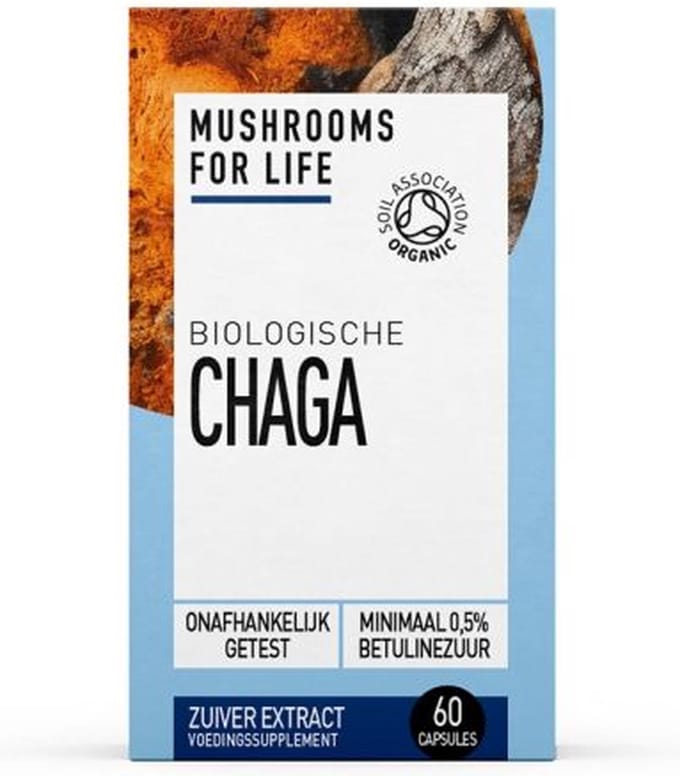 Mushrooms4Life Chaga Paddestoel Biologish - 60 Capsules