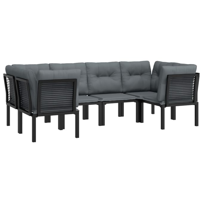 vidaXL - 6-delige - Loungeset - poly - rattan - zwart - en - grijs