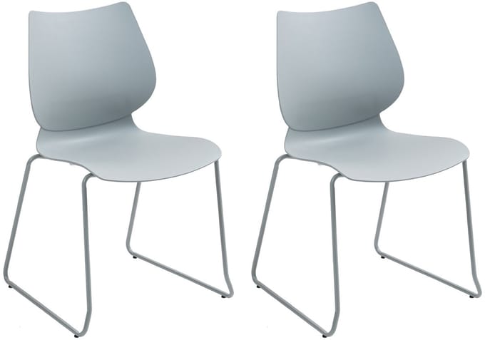 CLP Houma Set van 2 Eetkamerstoelen - Stapelstoel - Metaal - Kunststof/grijs