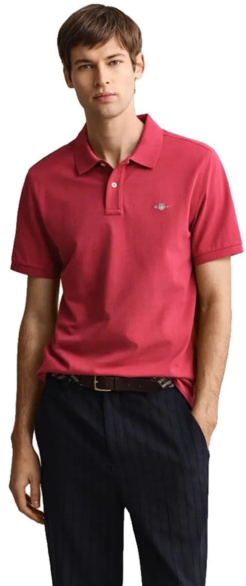 Gant Reg Shield Korte Mouw Poloshirt Rood 3XL Man