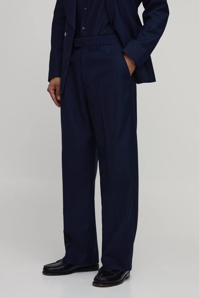 Wijde Pijpen Pak Broek Met Riem | Navy | Size 32